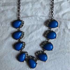 JCrew Statement Necklace | Blue, Diamond & Silver